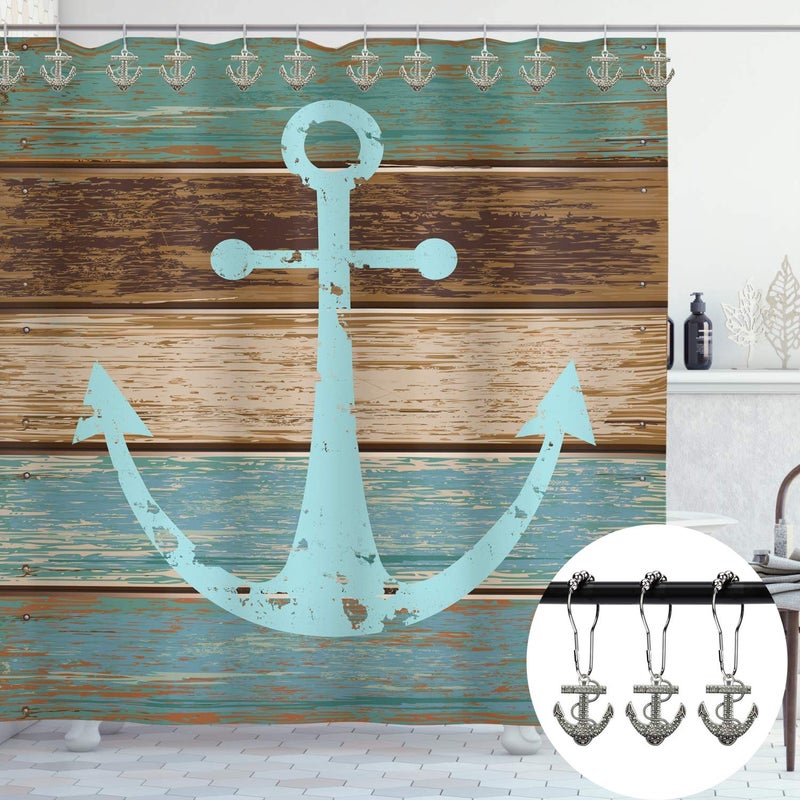 ZILucky Set of 12 Anchor Shower Curtain Hooks Decorative Home Bathroom Nautical Ocean Boat Sailing Tropical Beach Island Coastal Bath Theme Style Stainless Steel Rustproof (Silver) - Image 2